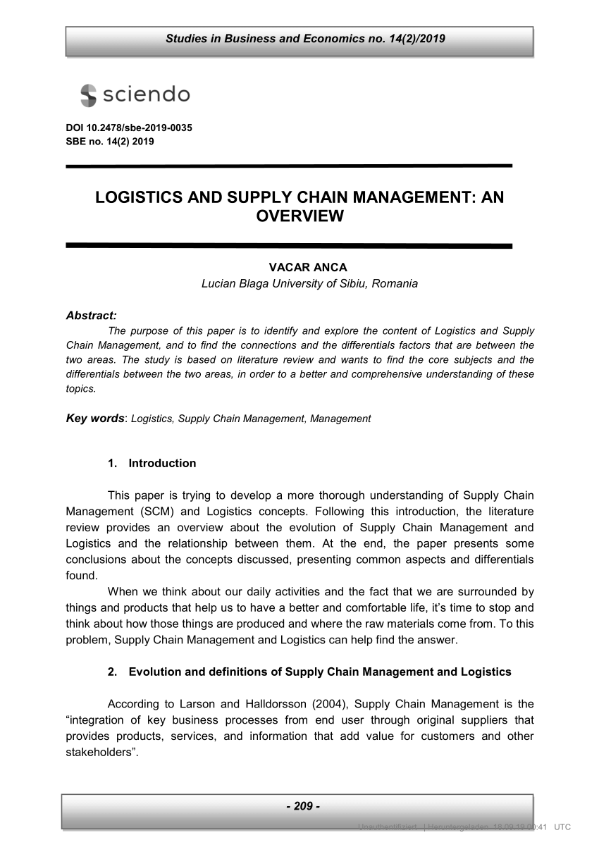 Defining Logistics SBE Operations